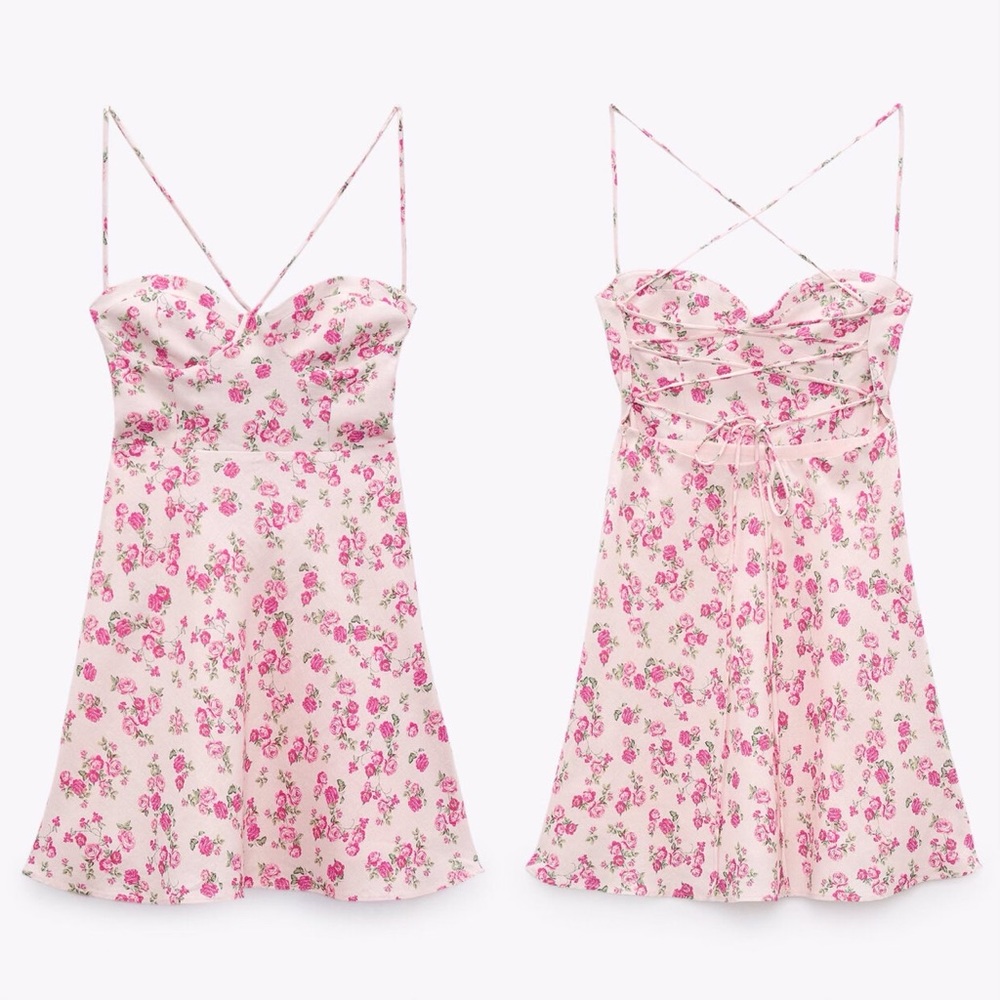 Zara Floral Linen Blend Dress